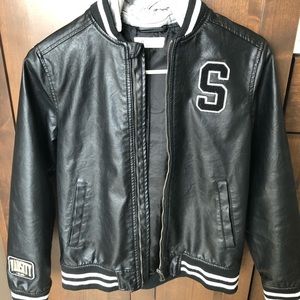 H&M boys black leather jacket